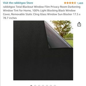 TWO Total Blackout Window Film Privacy Room Darkening Window Tint for Home